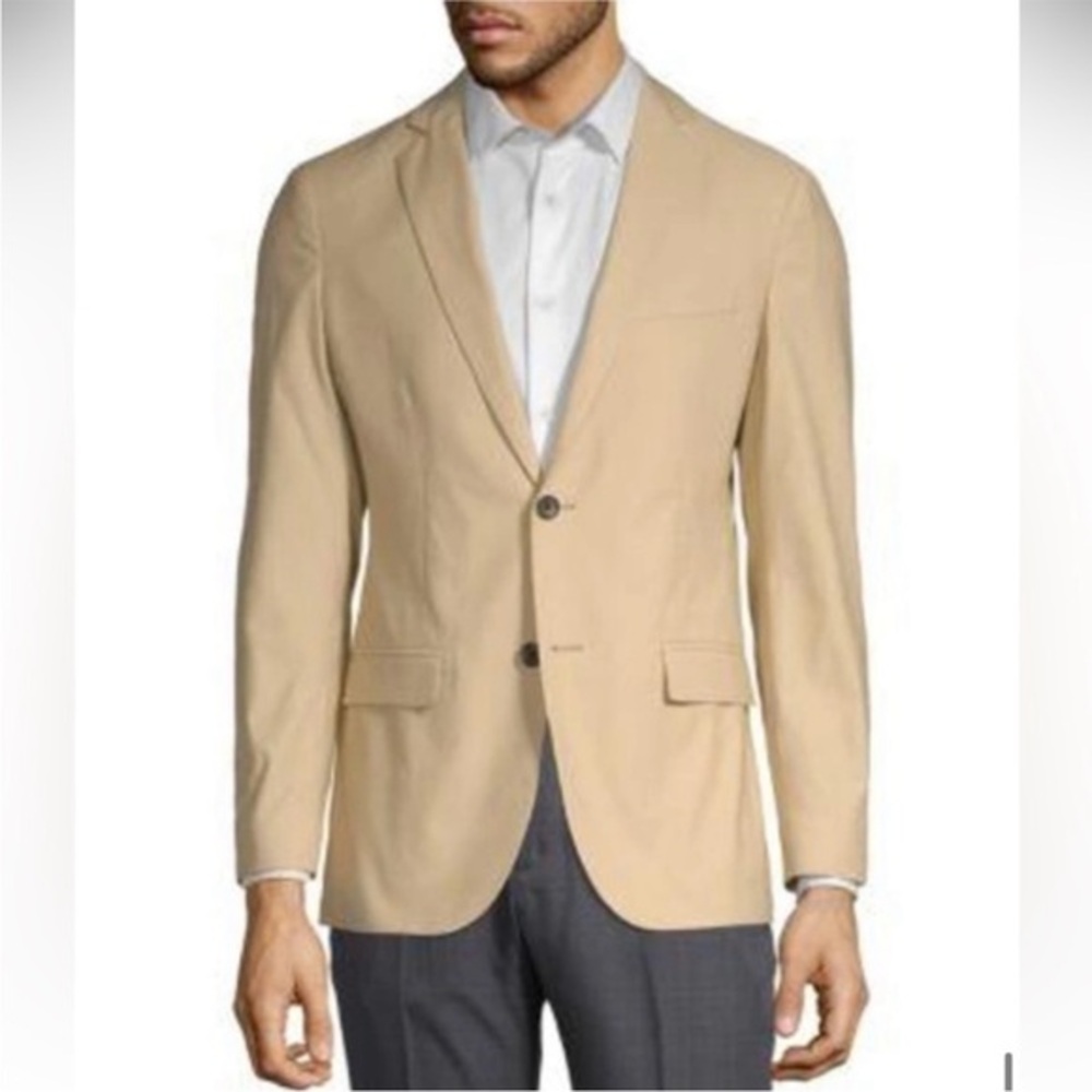 Theory NEW Jacket Blazer Rodolf Dark Sandal Beige Tan Sports Coat Reverse Sateen